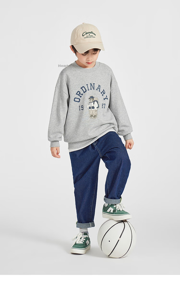 Duoduo Kids 2026 Spring Autumn College Bear Sweatshirt Boys Casual Sports Top Comfortable Long Sleeve Base Layer for Older Children 15