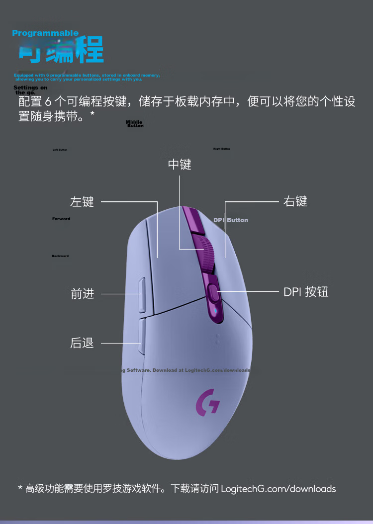 G G304/G304X Wireless Gaming Mouse Lightweight Portable FPS Delta Valorant Essential CS2 G304 Green 6