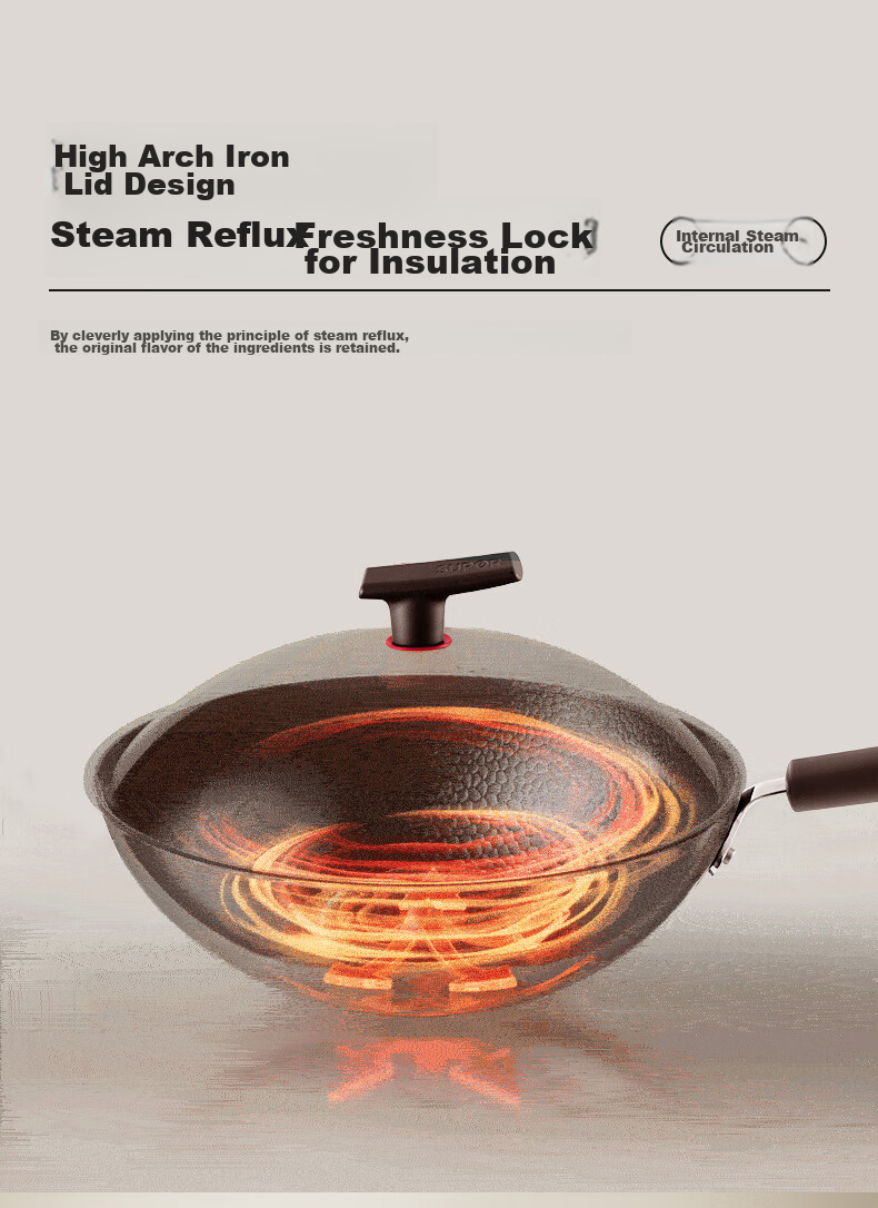 SUPOR Titanium Iron Non-Stick Wok, 32cm Iron Pan without Coating, Suitable for Gas Stove And Induction Cooker, Stir-Fry Pan HC32YT1 11