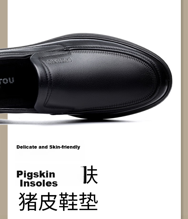 LAORENTOU Men's Business Casual Leather Shoes First Layer Cowhide Slip-On Driving Shoes Dad Shoes LA239 Black Size 40 9