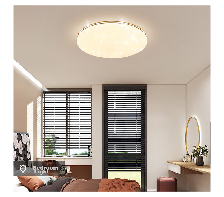 NVC LED Ceiling Light Gold Edge Starry Sky Full Spectrum Three-Color 48W for Bedroom and Dining Room 16