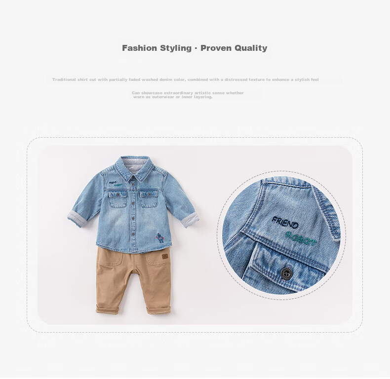 DAVE & BELLA Boys' Shirt, Children's Clothing, Toddler Denim Jacket, Little Kids' Top, Autumn Infant Shirt, DBX14767-NN 5