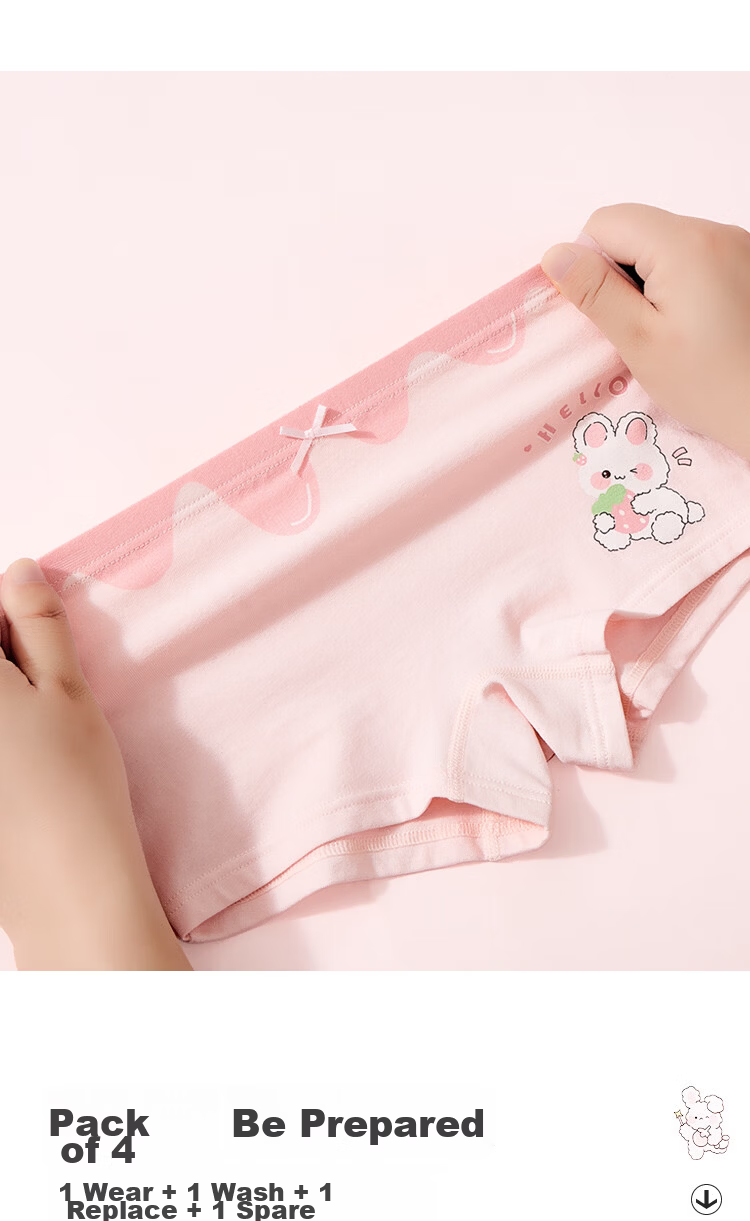 Miiow Kids Girls' Summer Cotton Antibacterial 7A Mulberry Silk Crotch Underwear Baby Boxer Shorts 3