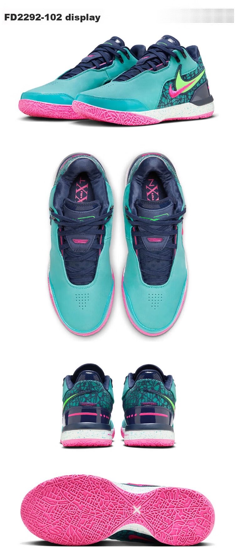 NIKE Men's Basketball Shoes LEBRON NXXT Sneakers FJ1567-300 Teal Blue Pink 40 4