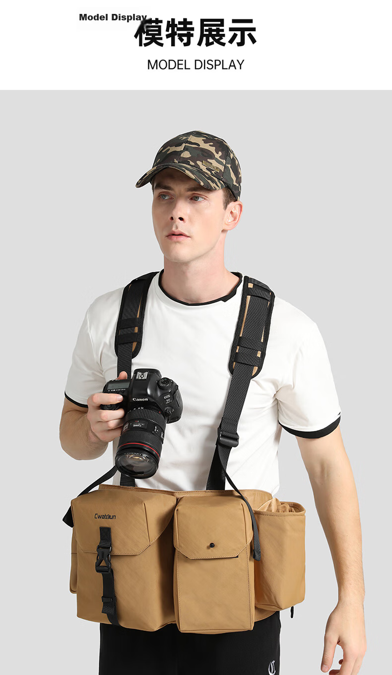 CWATCUN Kaden Camera Bag Tactical Backpack Multifunctional Travel Double Shoulder Bag Outdoor Professional Mountaineering Photography for Fuji Canon Sony Leica 9