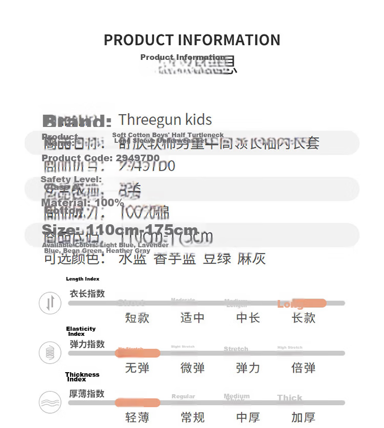 THREEGUN Kids Class A Soft Cotton Boys and Girls Half Turtleneck Long Sleeve Underwear Set Light Pink 120 15