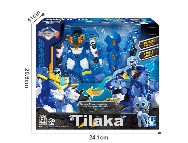 JUMPGO Mini Special Agent Super Dinosaur Power Transforming Dragon King Toy Boys Children's Gift 8