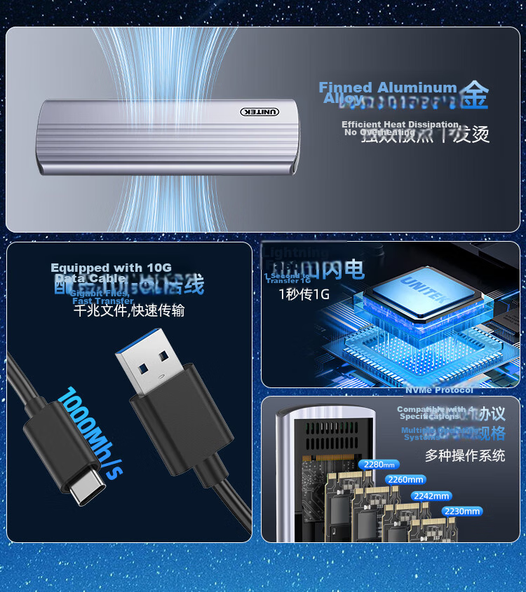 Superior M.2 NVMe SSD Enclosure Type-C 3.2 External Hard Drive Case for Laptop Tablet Mobile Phone SSD Reader 2