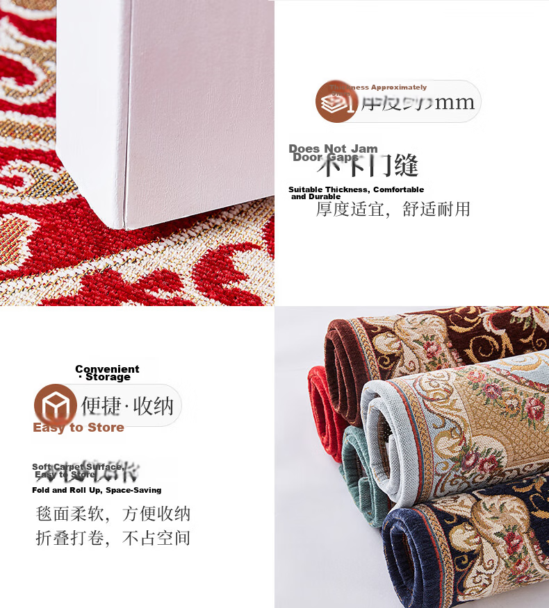 Qiqi Home Red Entrance Door Mat Non-Slip Floor Rug for Entryway Living Room 4