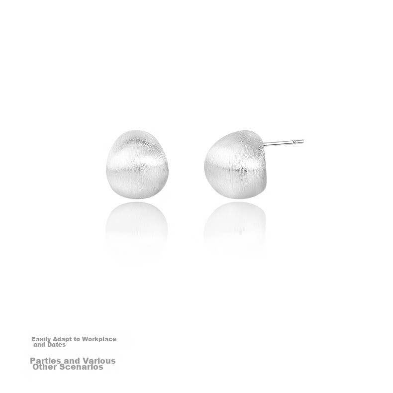 AJIDOU Women's Small Silver Bean Metal Brushed Ear Clips European and American Style Niche Light Luxury Earrings 3