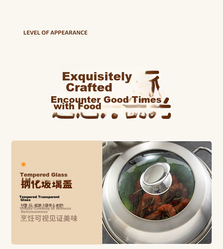 MAXCOOK 28cm 304 Stainless Steel Single-Layer Steamer Pot Thickened Bottom Soup and Steamer Pot Hot Pot 10