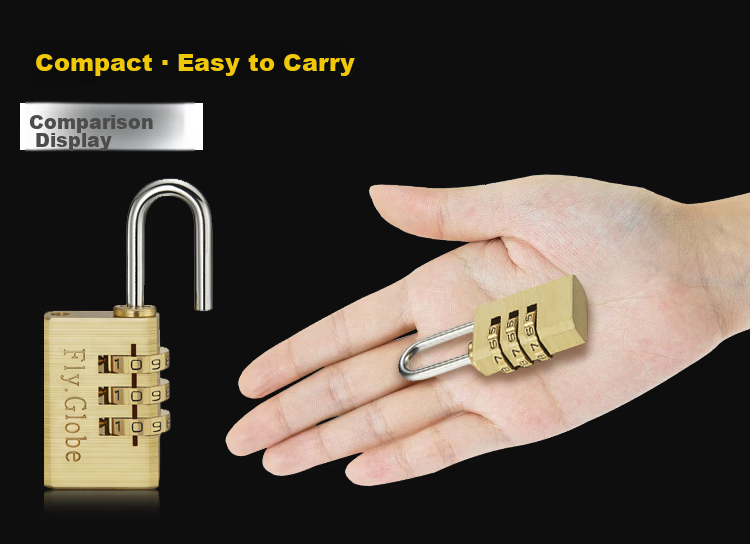 Fly.Globe) Anti-Theft Combination Lock, Luggage Padlock, Wooden Door Drawer Lock, All-Copper Waterproof Rust-Proof Lock 6