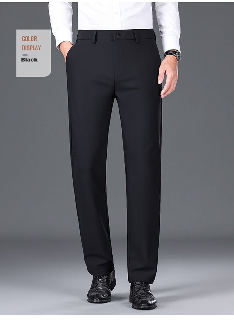 Romon Three-Proof Fabric Ice Silk Men's Casual Pants Summer Thin Straight Loose Trousers Dark Gray Thin 34 19