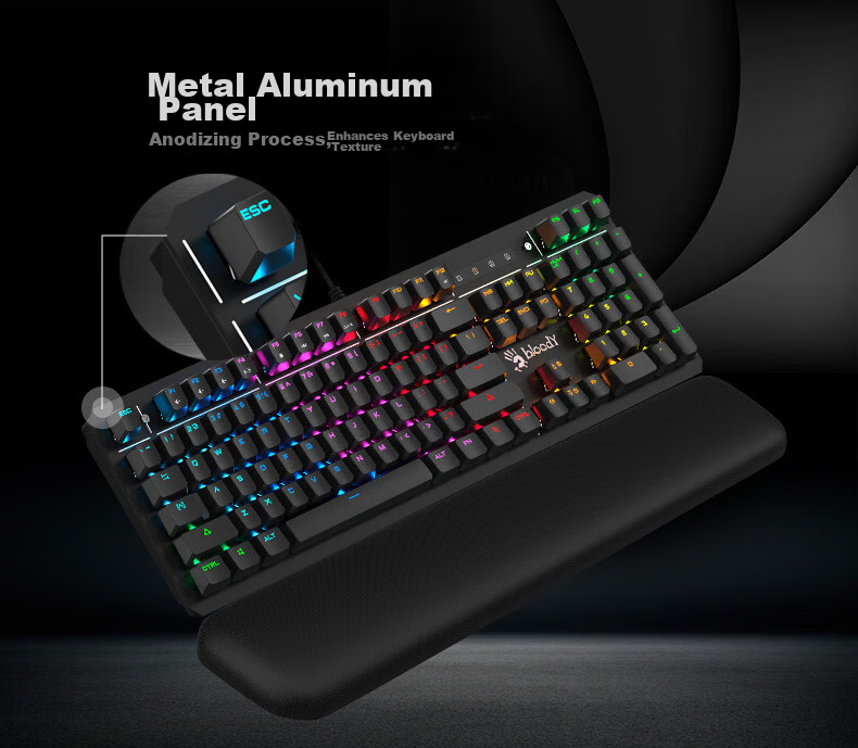 A4TECH B975 104-Key Mechanical Wired Gaming Keyboard Bloodhand Ghost Optical Switch Gunshot Edition Black 5