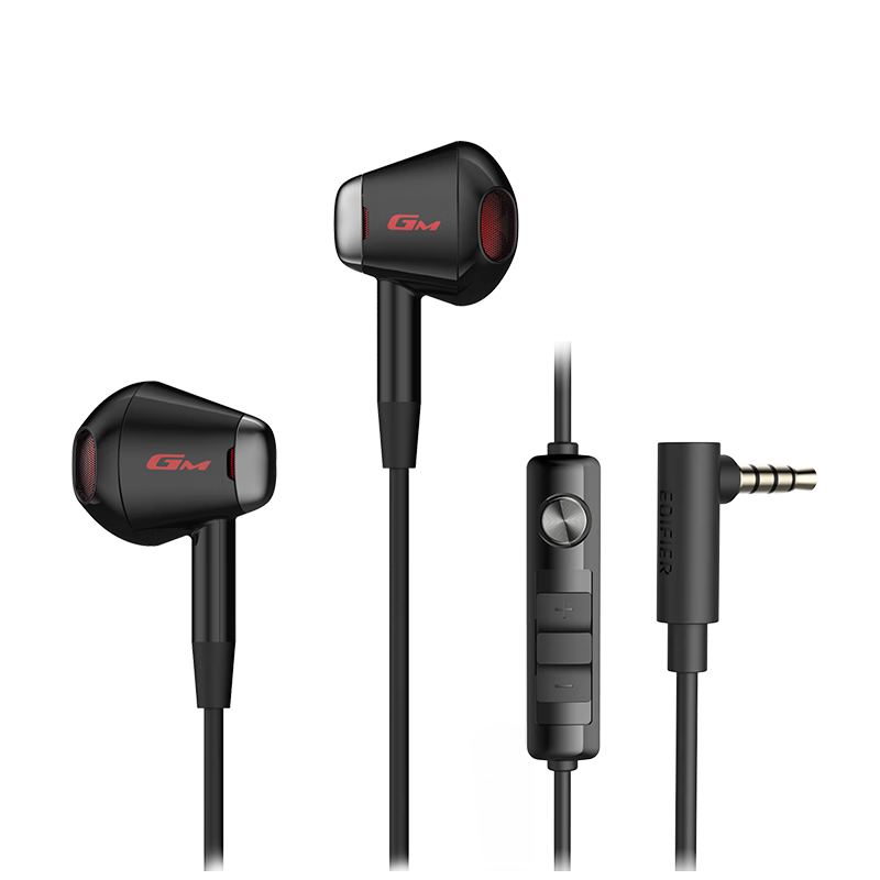 EDIFIER HECATE GM180 Flat Head Semi-In-Ear Stereo Mobile Music Gaming Earphones with Mic and Wired Remote 3.5mm Wired Semi-In-Ear Gift Black