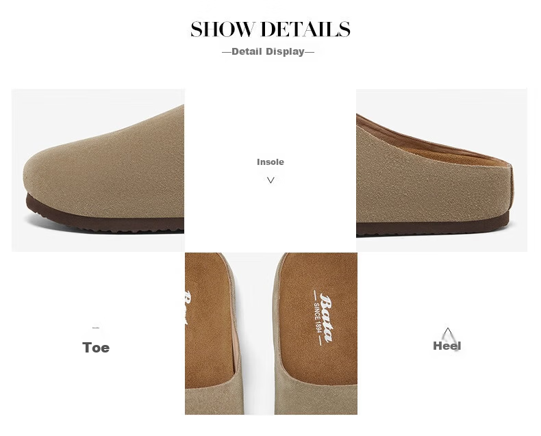 Bata Women's Shoes, Spring Autumn Winter British Style Cowhide Leather Comfortable Slip-On Mules AYR22AH5 10