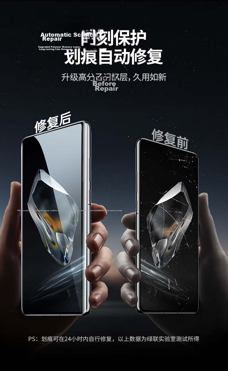 Ugreen Tempered Glass Screen Protector for OPPO Find X9s Pro, Ultra Clear Full-Screen Explosion-Proof, Anti-Fingerprint, Sweat-Resistant, Scratch-Resistant, Bubble-Free, 2-Pack, Model 16200 6