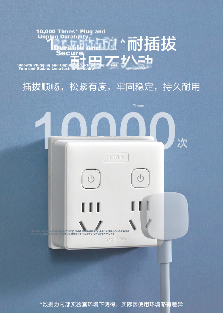 JD Original Six-Slot Side-Insert Power Strip, 1.8m Long, Independent Power Strip Socket Extender, Smart Socket Converter Plug, Compatible with Gou Niu Multi-Socket Desk Lamp, Leakage Protection, for Home Use 9