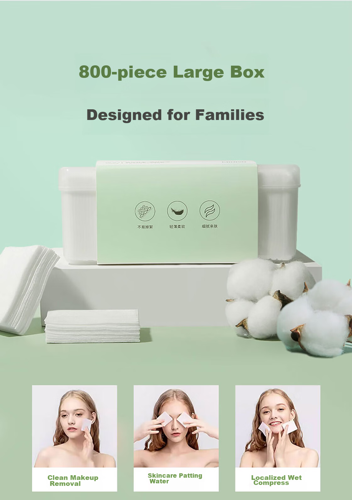 MINISO Cotton Pads for Makeup Removal, Wet Compress, Dual-Use for Dry And Wet Application, Skin-Friendly, 150 Pieces * 2 Boxes 6