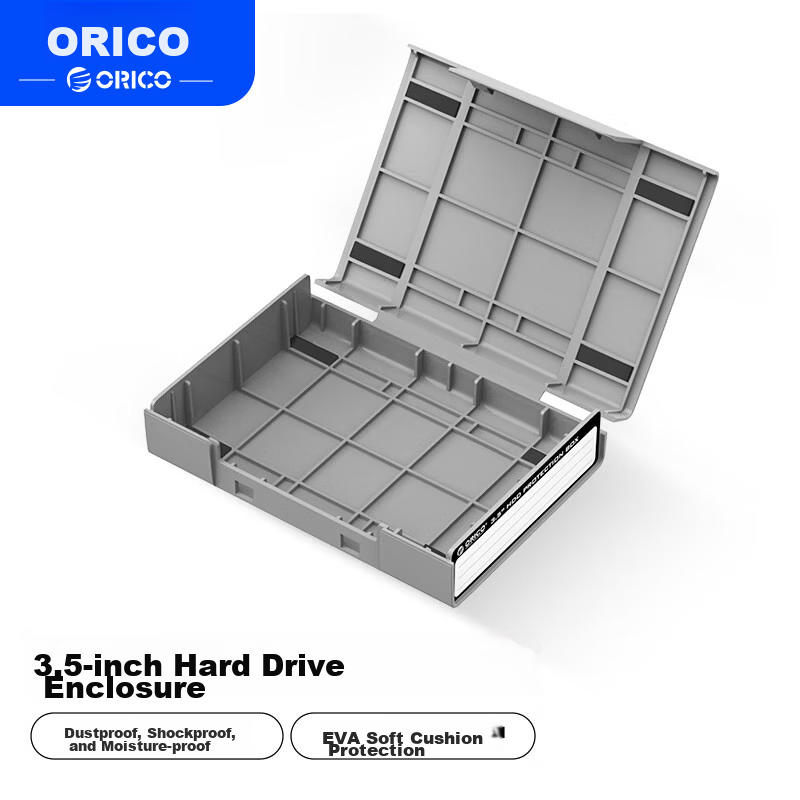 ORICO 3.5 Inch Hard Drive Storage Protective Case Moisture-proof Shockproof Pressure-resistant Drop-resistant with Label Data Organizer Blue PHX35