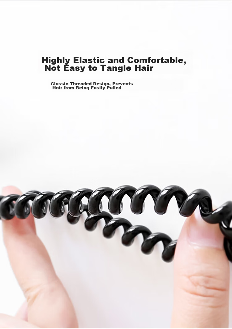 Meifuyu Thickened Telephone Wire Hair Ties Hair Bands Large Size 20 Black Elastic Hair Bands Hair Ropes Hair Ties MF8948 6