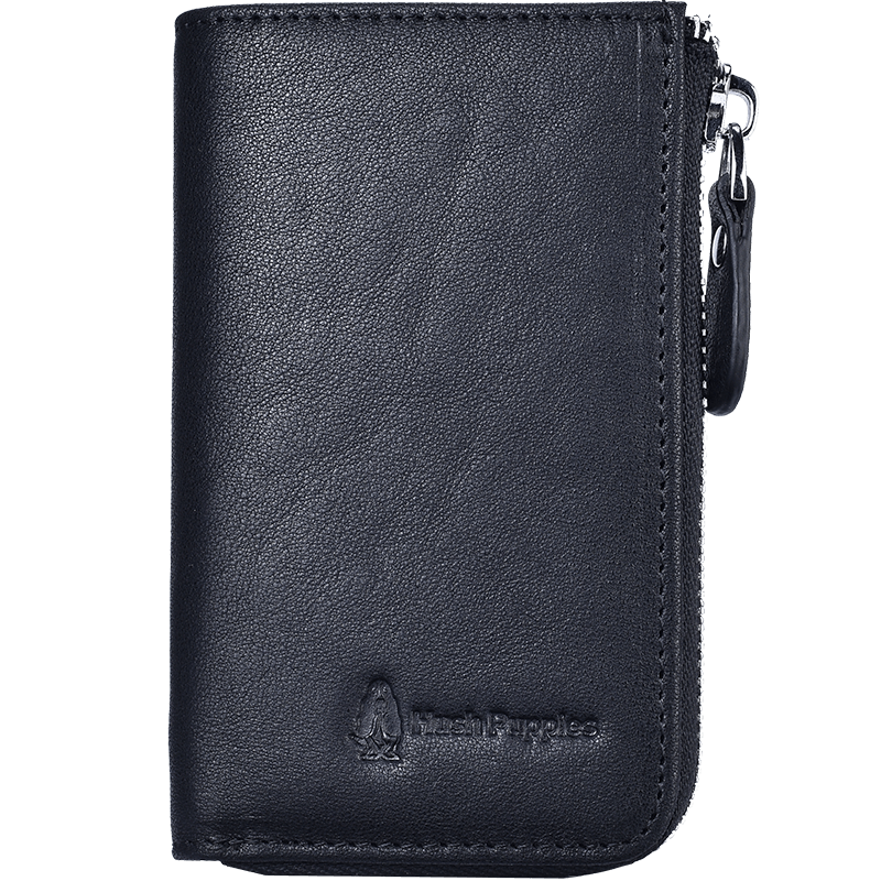 Hush Puppies Key Case for Men, High-End Vegetable Tanned Leather Car Key Case, Genuine Leather Card Holder, Casual ID Wallet, Birthday Gift