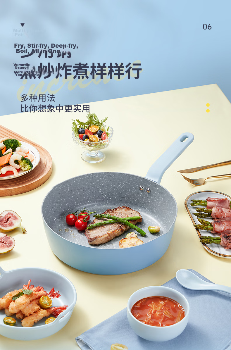 COOKER KING Frying Pan, Deep And High Skillet for Stir-Frying And Steak, Multi-Functional Pan, Compatible with Induction Cookers, 28cm 8