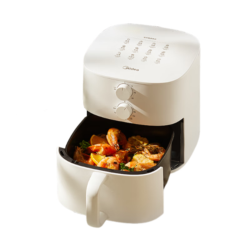 Midea Multifunctional No-Flip Air Fryer, Home Use Metal Inner Pot, Knob-Controlled Fully Automatic Steaming And Baking All-In, Practical Large Capacity 5.3L, Hot Air Frying KZE5313