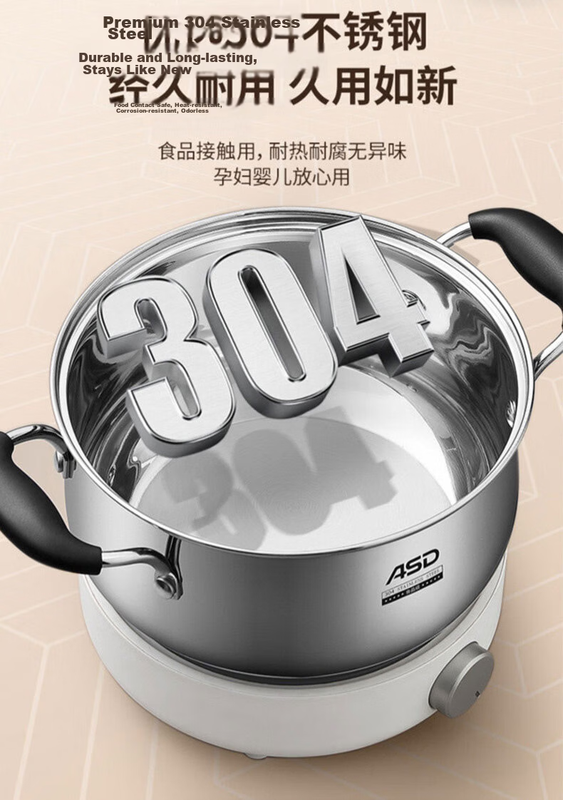 ASD Soup Pot, 304 Stainless Steel Small Steamer, with Steamer Insert Stew Pot, 24CM Gas And Induction Compatible Milk Pot B1-Z 7