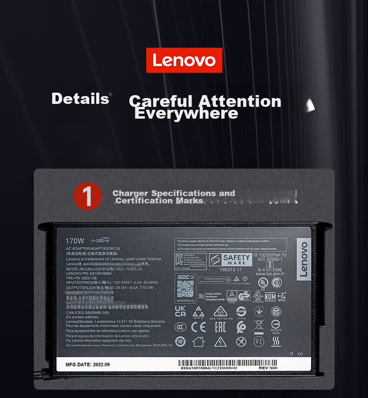 Lenovo Savior Y7000P Y7000 R7000P Original Power Adapter, Charger, Power Cord, 245W Power Square Plug with Pin, 20V 12.25A Power Supply 8