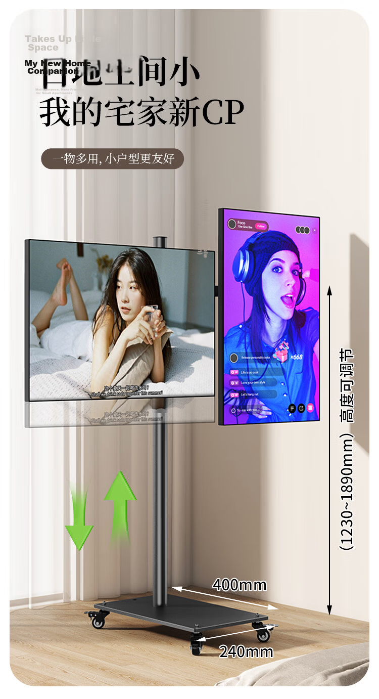 LUCKPRO Dual Monitor Stand, Upper And Lower Screen Support, Computer Desk Mount, Dual Arm Bracket, Monitor Riser, No-Drill Mount for 15-30 Inches 4