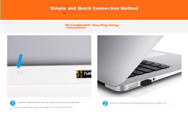 B.O.W Hangshi MK610 Wireless Keyboard and Mouse Set Retro Chocolate 79-Key Laptop Office Universal White 17