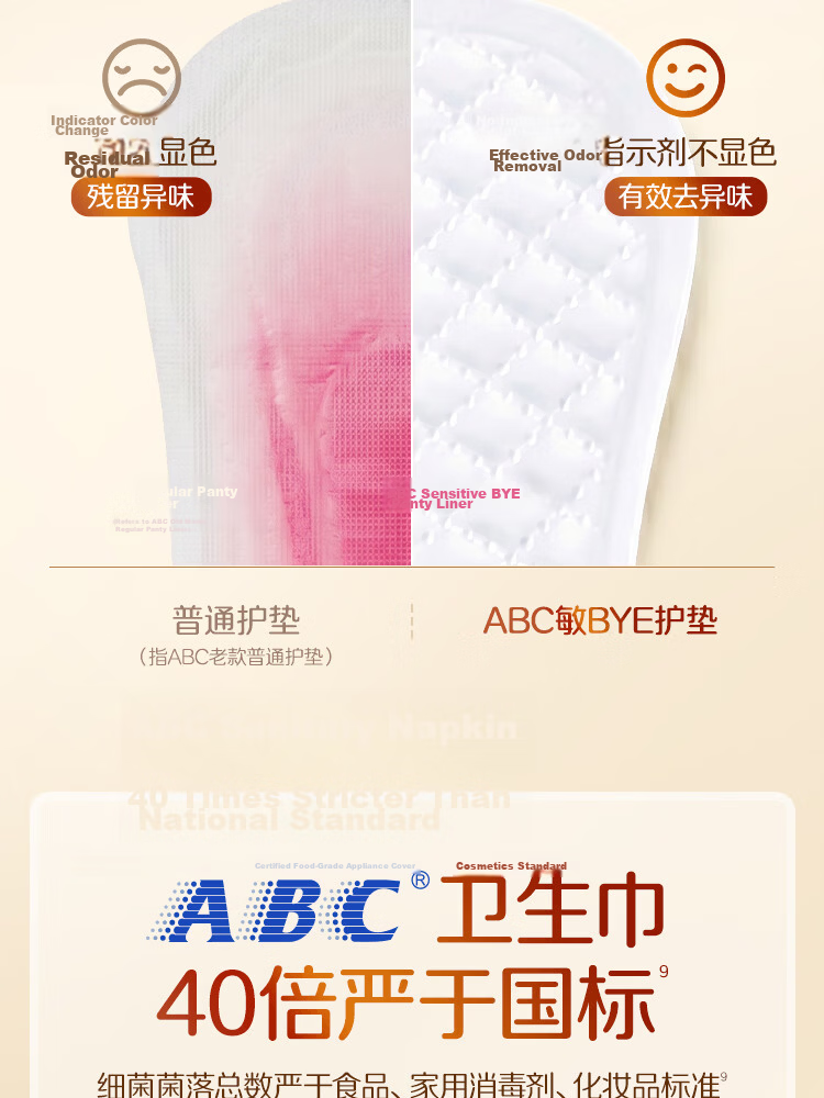 ABC MinBye Probiotic Ultra-Thin Cotton Soft Surface Invisible Panty Liners Sanitary Pads JD Self-Operated 163mm*25pcs 10