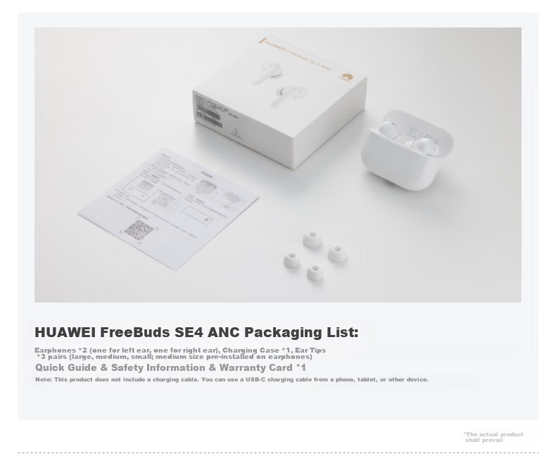 Huawei FreeBuds SE 4 ANC Noise Cancelling True Wireless Bluetooth Earbuds 50H Long Battery Life Multi-Mode Noise Cancellation Fast Charging Ceramic White 2