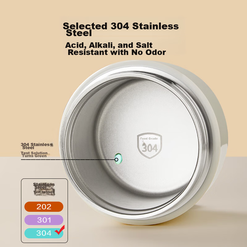 JD Jingzao Insulated Lunch Box Insulation Bucket 304 Stainless Steel Double Layer 1.2L with Spoon for Office Workers and Primary Students