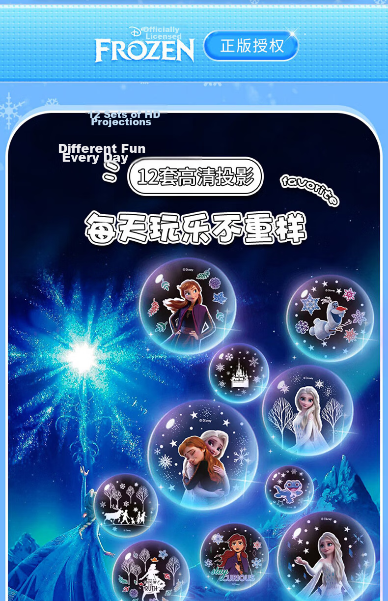 Disney Elsa Princess Starry Sky Projection Lamp Children's Toy Girl's Birthday Gift for Ages 7-14 Music Box Elsa 12 17