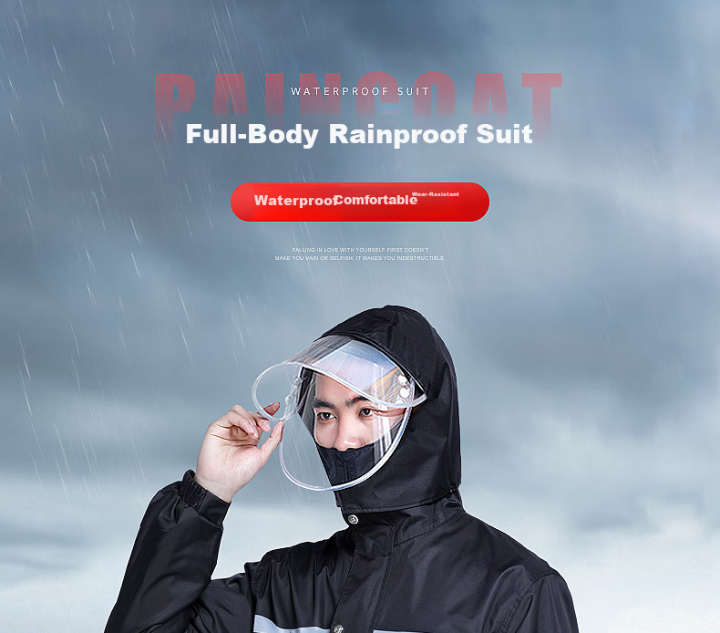 Beimei Raincoat And Rain Pants Set, Thickened Two-Piece Cycling Adult Double-Layer Motorcycle Rainwear for Men And Women, Waterproof Delivery Suit 2
