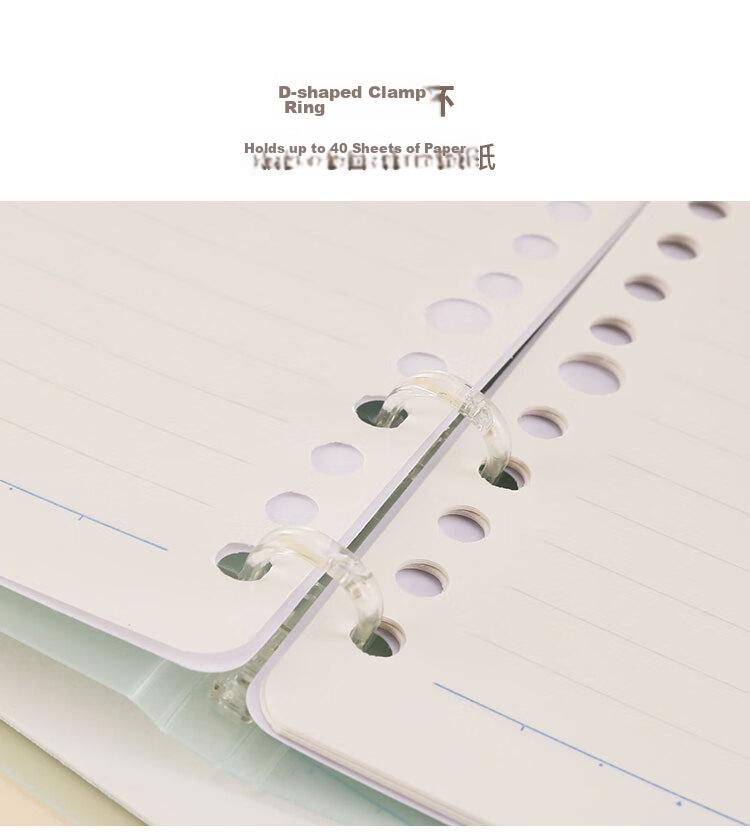 KOKUYO Muyemengjing Series Four-Ring Loose-Leaf Notebook with Large Capacity Replaceable Pages, B5/40 Pages Ruled, Snow Blue, 1 Book WSG-RUNP81LB 8