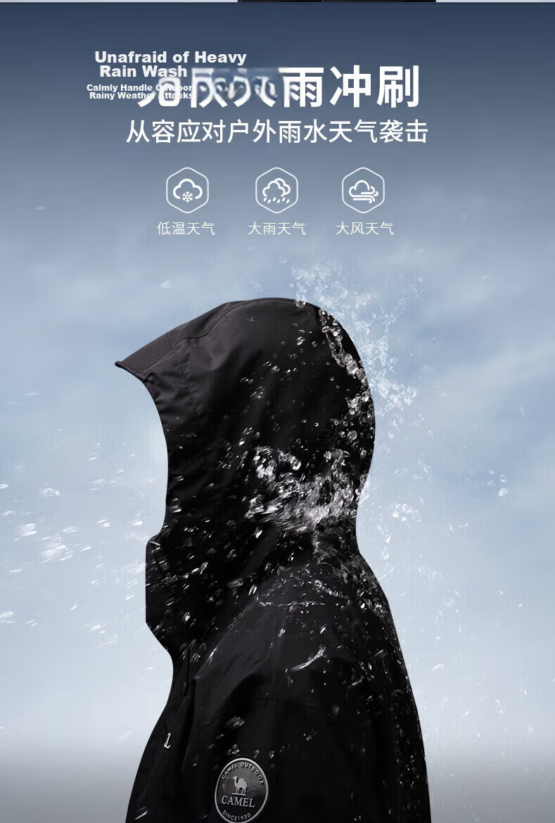 Camel [Wang Junkai Edition] Outdoor 3-in-1 Waterproof Mountaineering Jacket Unisex New Arrival 8