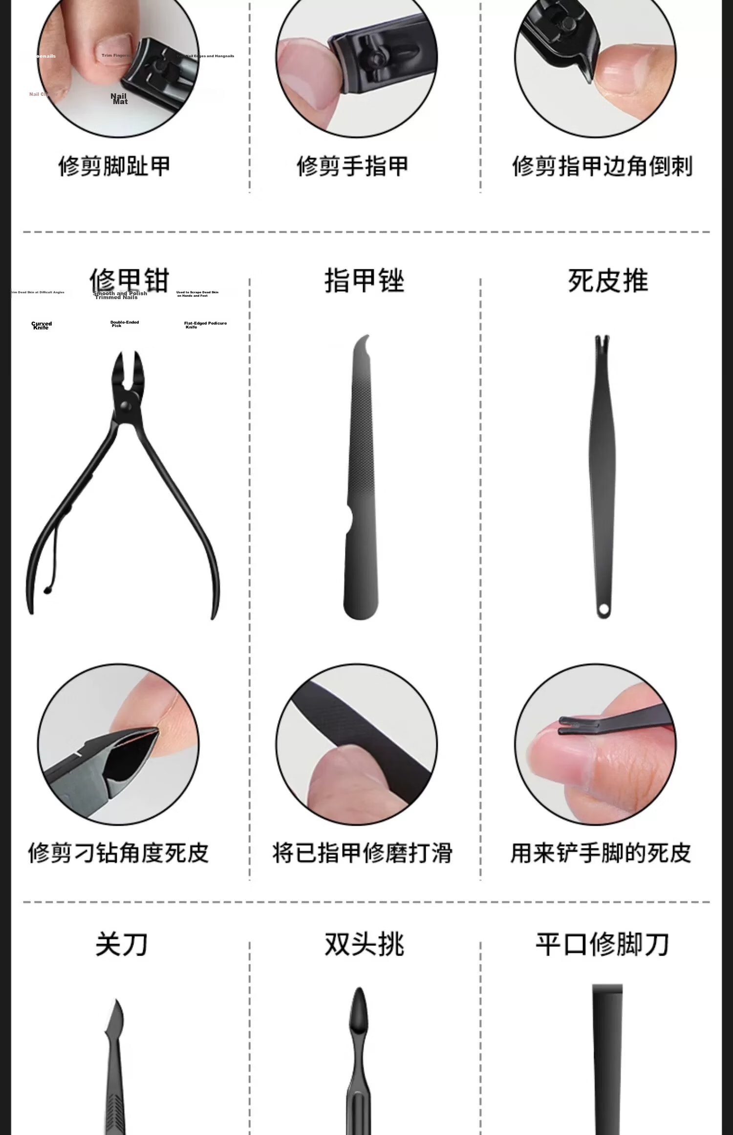 Xiaotianlai Stainless Steel Nail Clipper Set Complete Pedicure Tool Kit Nail Clippers and Cutters 21