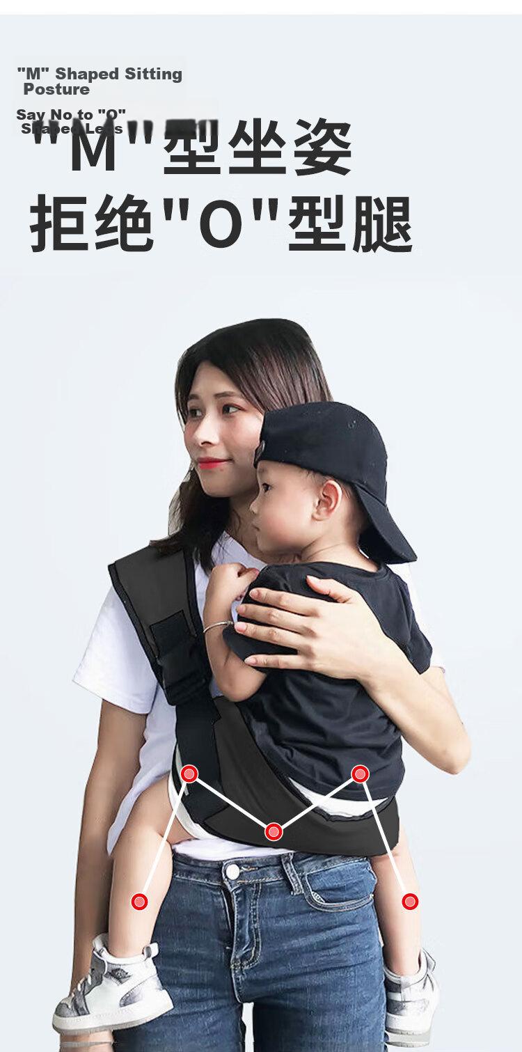 Baoshi Baby Carrier, Ergonomic Design for Carrying Infants, Double Shoulder Cross-Front Style, Shock-Absorbing, Non-Slip, Suitable for All Seasons, 0-36 Months Old Children's Waist Seat 9