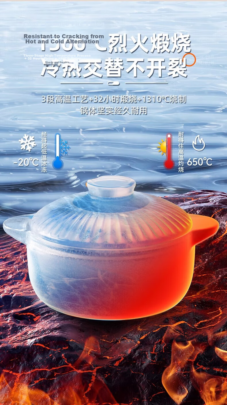 Jingyan High-Temperature Resistant Ceramic Gas Stove Casserole Pot 3L 13
