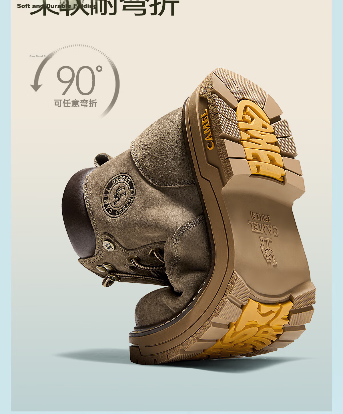 CAMEL Wang Junkai Edition Martin Boots High-top Outdoor Work Yellow Boots Men GE122W7757T Golden Yellow 42 14