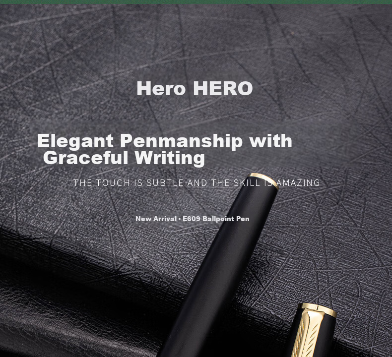 HERO Ballpoint Pen E609 Daily Writing Business Practice Grade 3 Primary and Secondary School Unisex Signature Pen Gold Clip Chen Wine Red Deluxe Edition 1