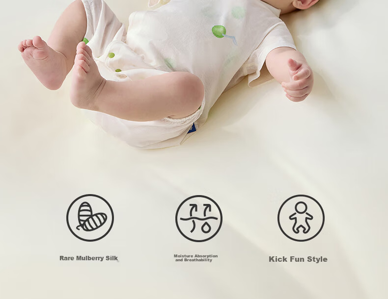 Babycare [Maternity Gift - New Customer 59 Yuan] Mulberry Silk Baby Romper Jumpsuit Green Grape Melody 73cm 3