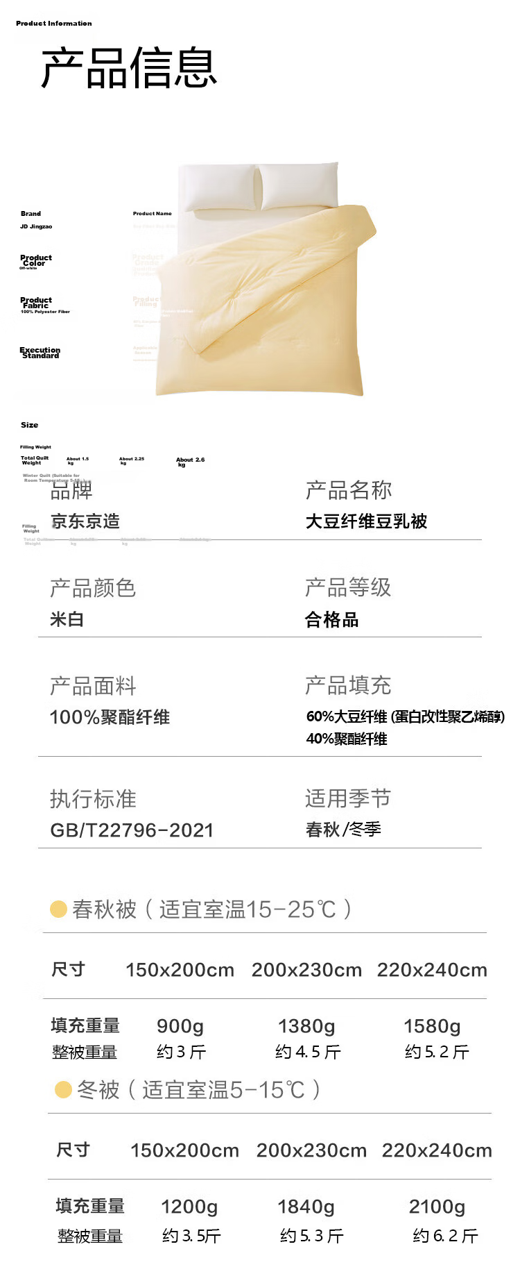 JD Jingzao Li Guanzi Soybean Fiber Summer Quilt Single Air Conditioning Quilt Summer Washable Thin Quilt Core 2×2.3m 12
