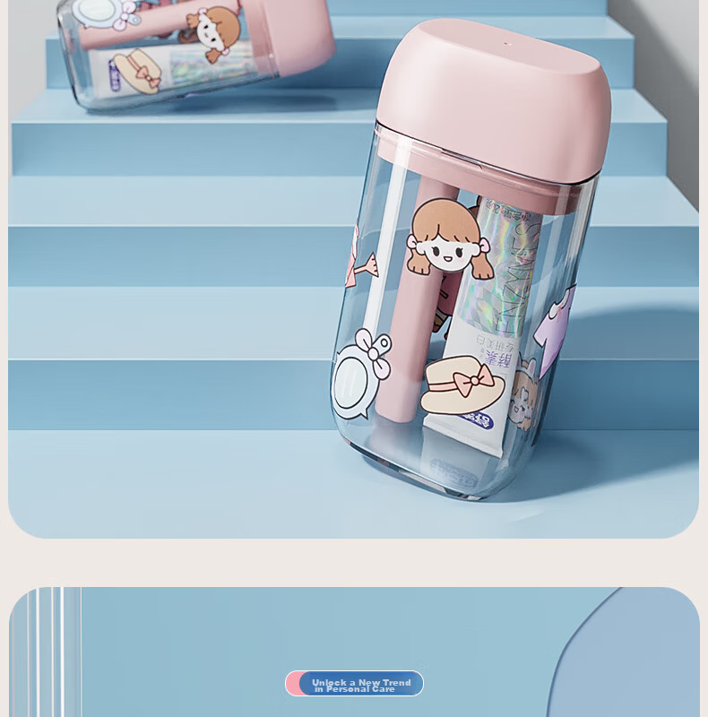 Etravel Mini Travel Toothbrush Cup Set Mouthwash Cup Toothbrush Holder Storage Box Bell Pink 12