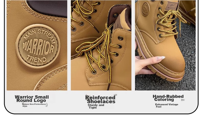 Warrior Women's Martin Boots Summer British Style Hiking Short Boots Workwear Outdoor Yellow Boots 1327 Camel Color Size 38 32