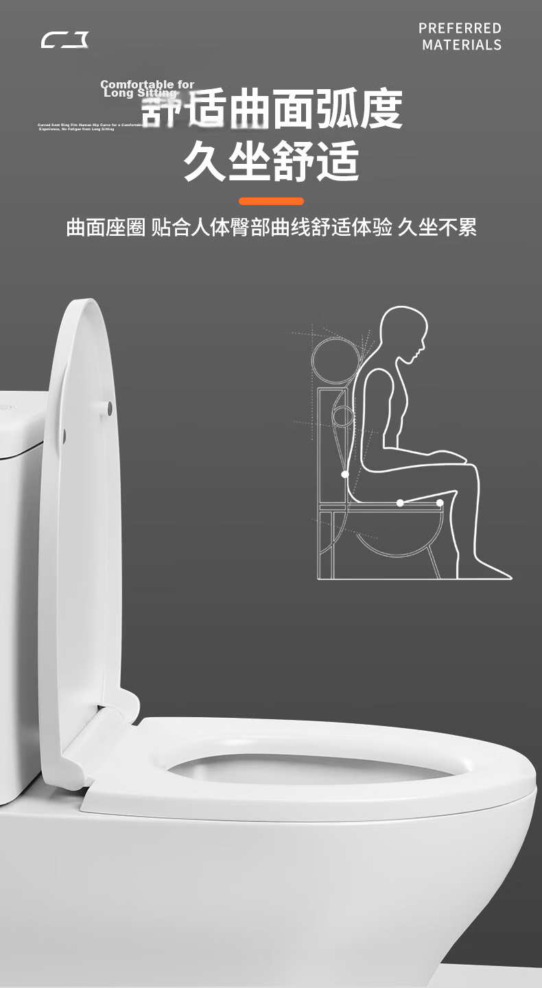 BSITN Slow-Closing U-Shaped Enlarged Toilet Seat Cover Universal Thickened Old-Style Toilet Ring BP040 10