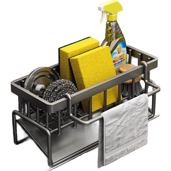 JiaDu Kitchen Sink Rack Sponge Draining Rack Faucet Dishwashing Detergent Steel Wool Storage Organizer Tool